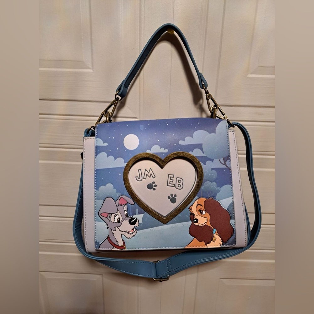 Brand New Loungefky Disney Lady And The Trump Heart Paw Prints Crosbody Purse. - Picture 1 of 8